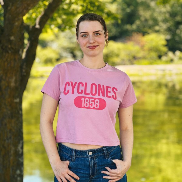 Chicka-D Women's Iowa State Pink Crop T-Shirt